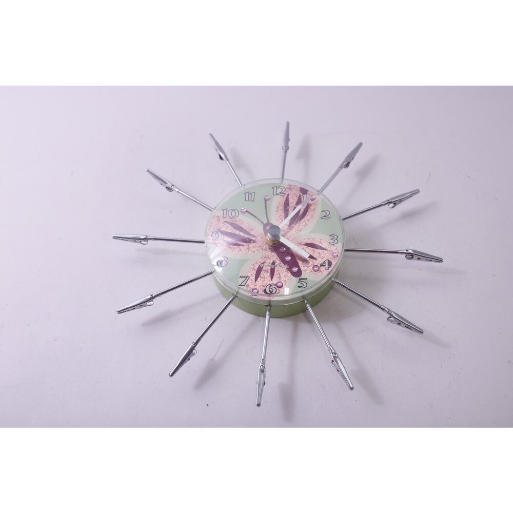 Sterling & Noble, Pink Butterfly, Wall Clock, Starburst Clips, ~ 250729-WH 1337